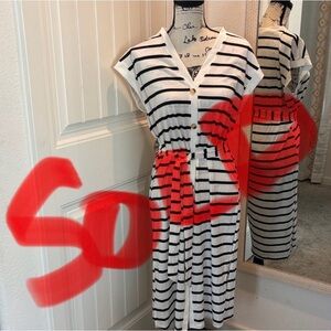 Striped Black and White Button-Down Dress